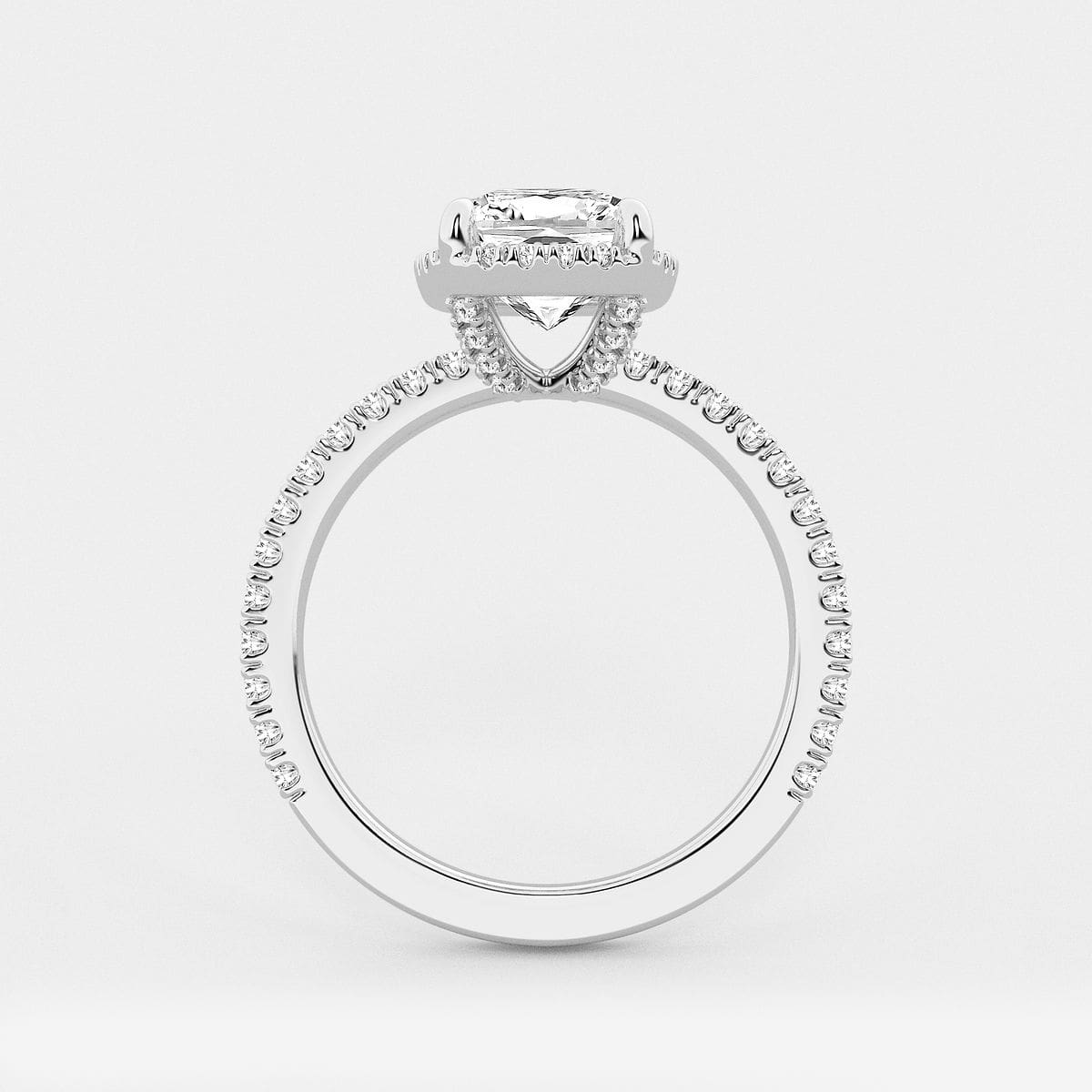 Additional Image 1 for  4 ctw Elongated Cushion Lab Grown Diamond Hidden Halo Engagement Ring